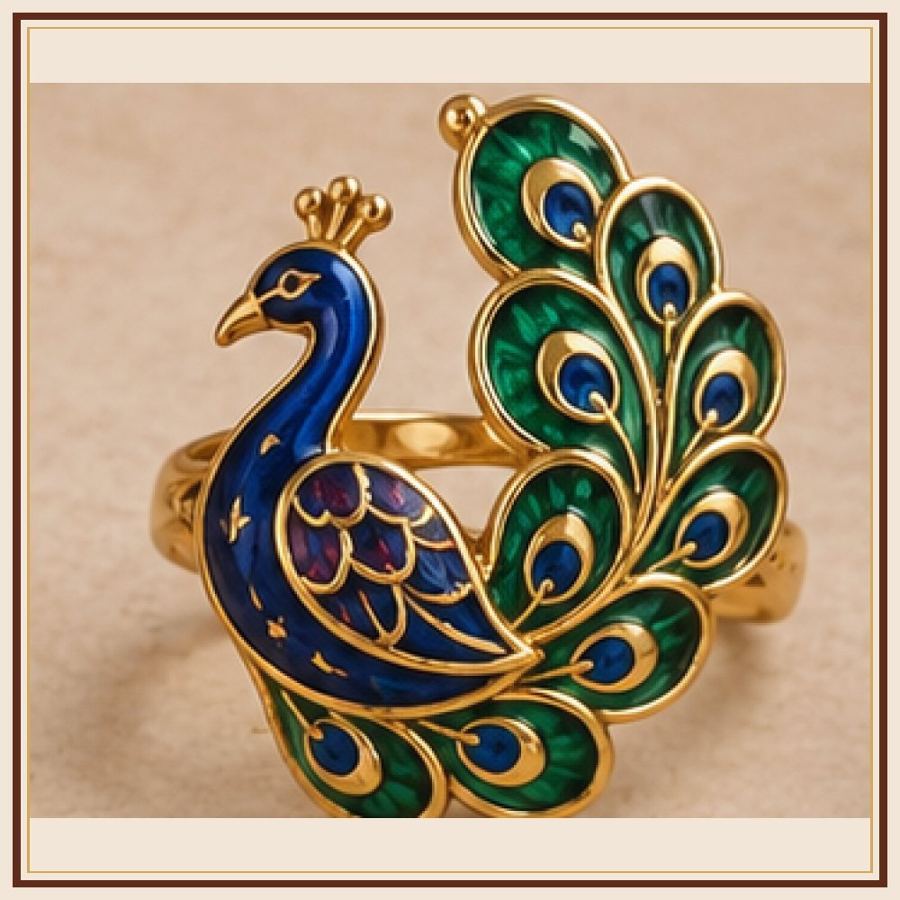 Mor Mukut Meenakari Statement Ring