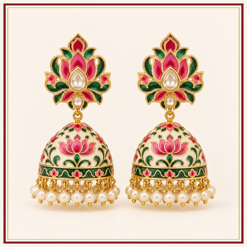 Mor Pankh Jhumka Karnphool Earrings