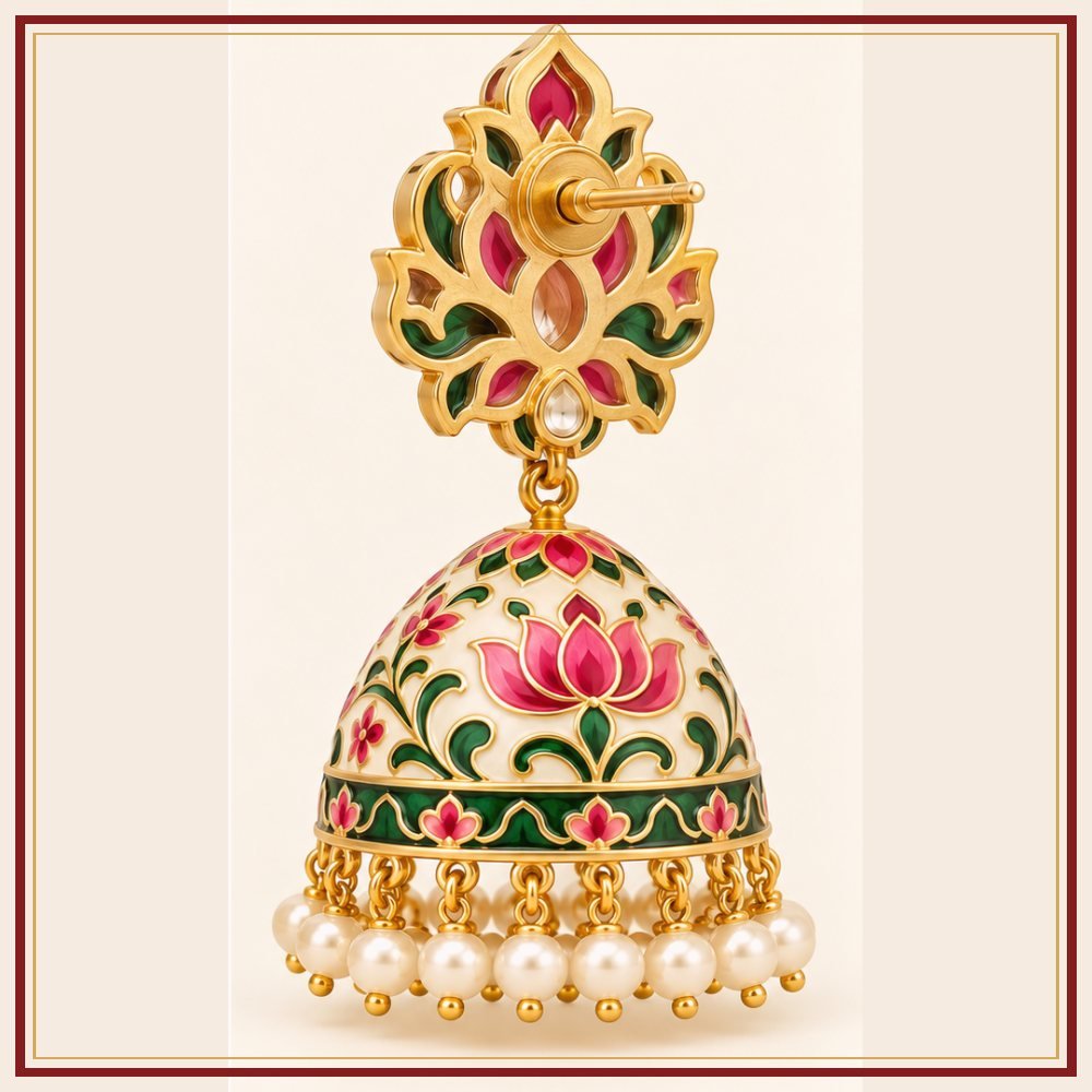 Mor Pankh Jhumka Karnphool Earrings