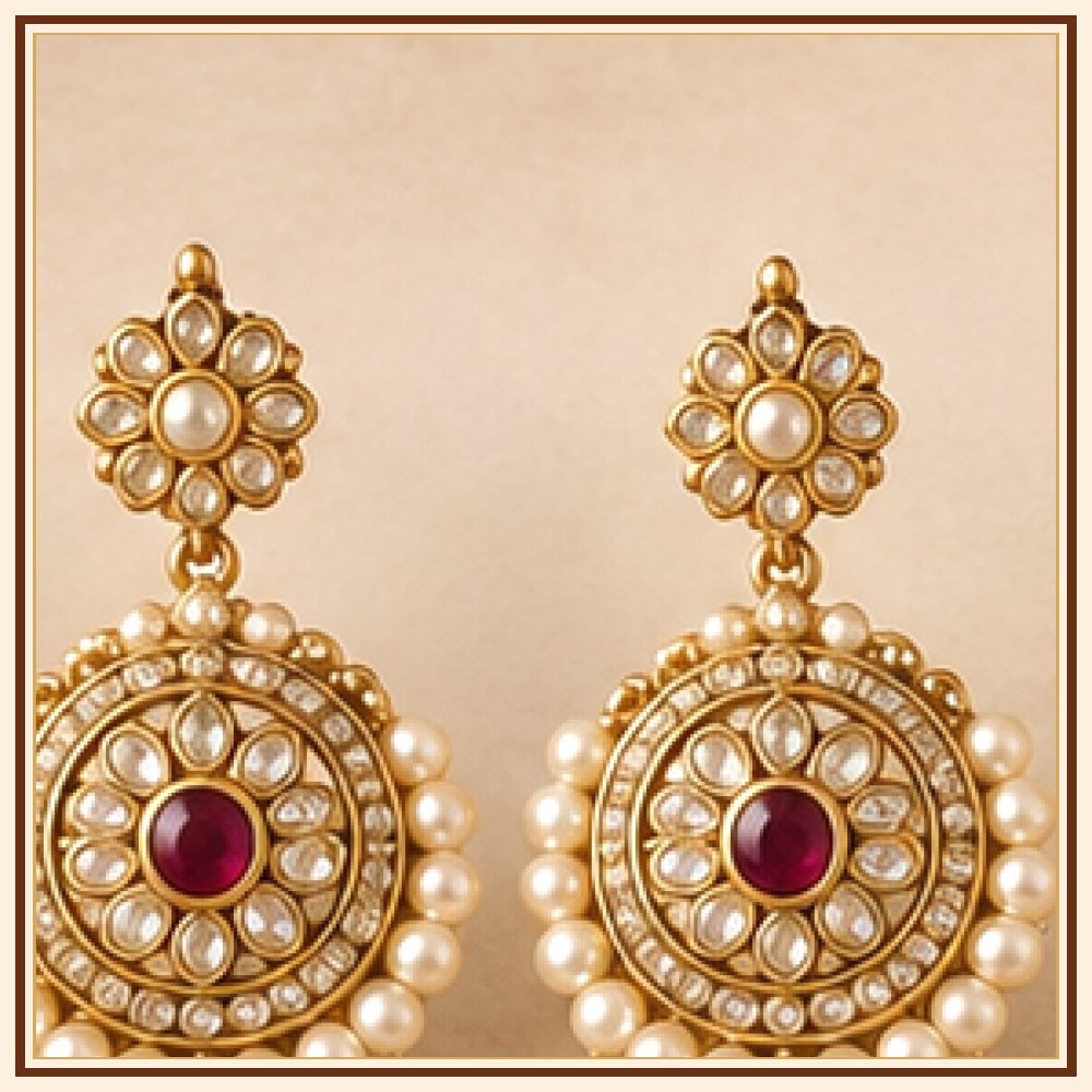 Mor Pankh Moti-Style Earrings Heritage Edition