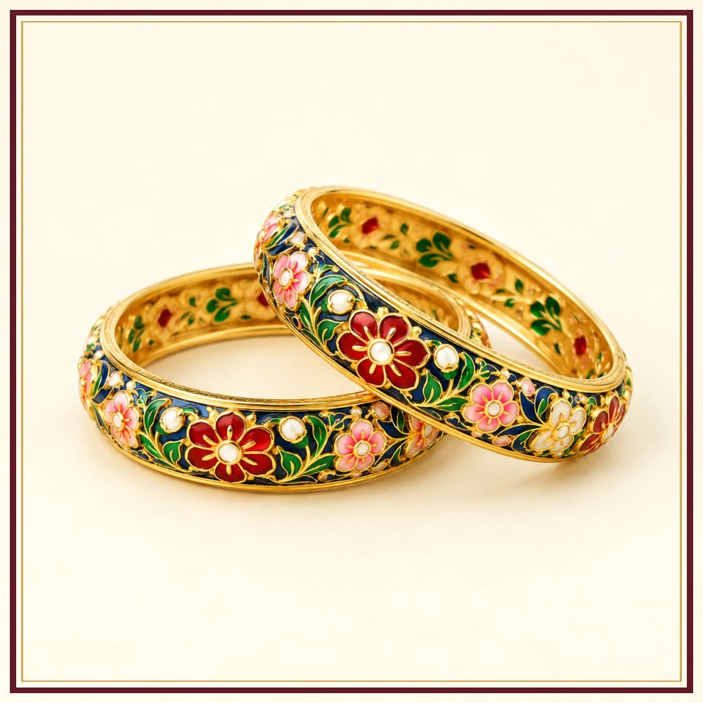 Mor Pankh Rajasthani Glass Bangle Set