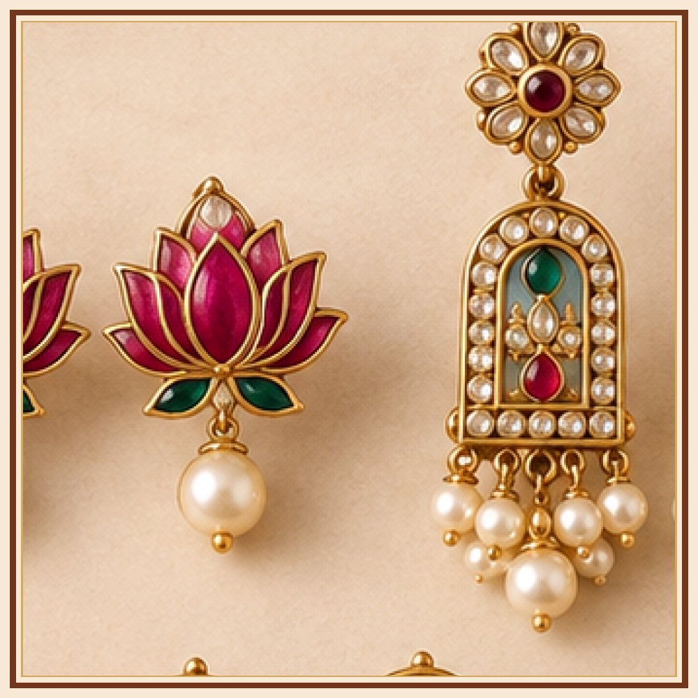 Morni Moti Peacock Drop Earrings