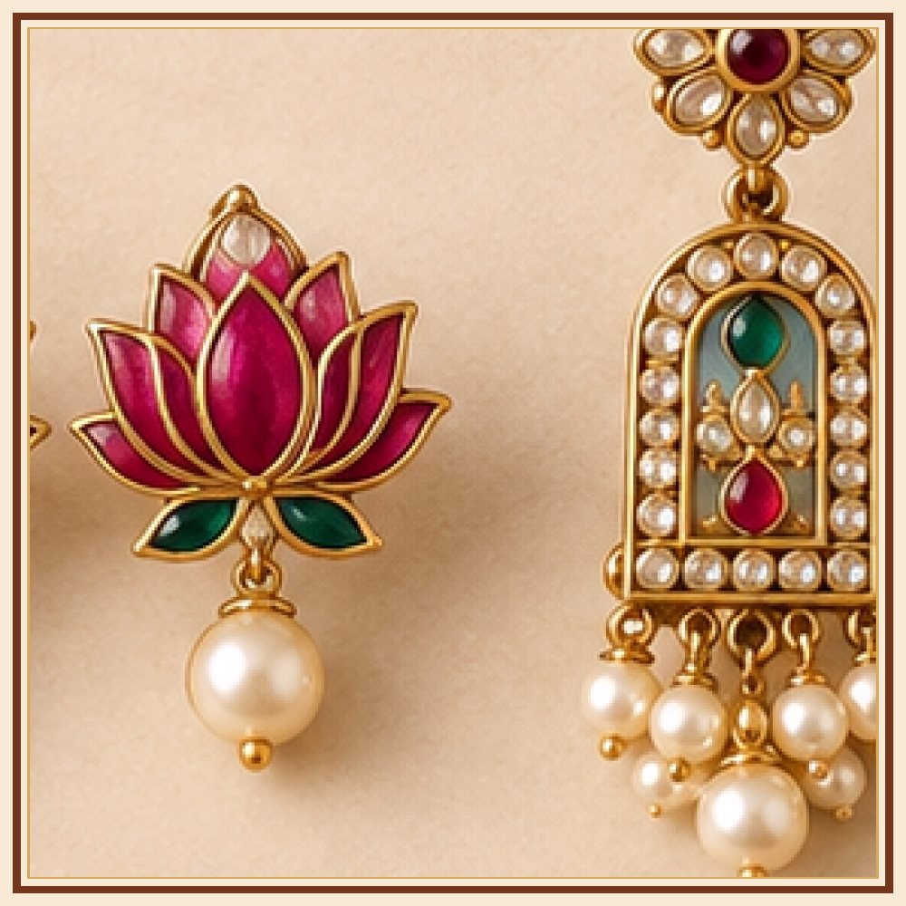 Morni Moti Peacock Drop Earrings