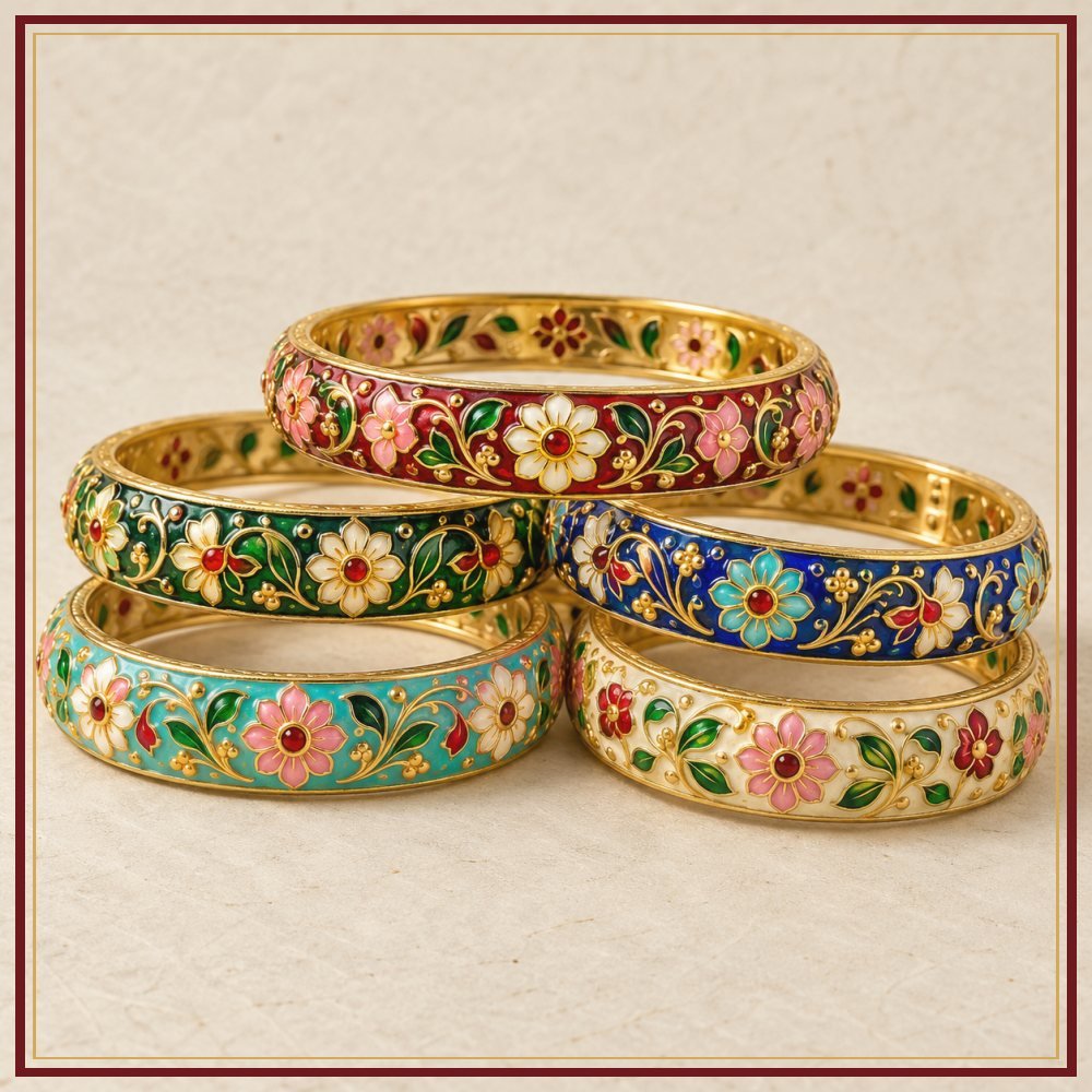 Navrang Phool Meenakari Bangle Set