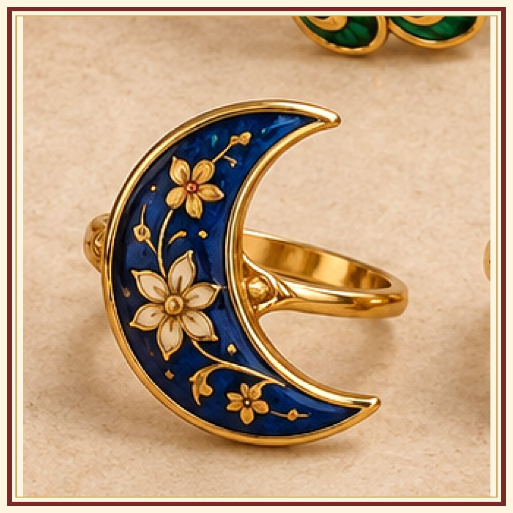 Neel Chand Meenakari Crescent Ring