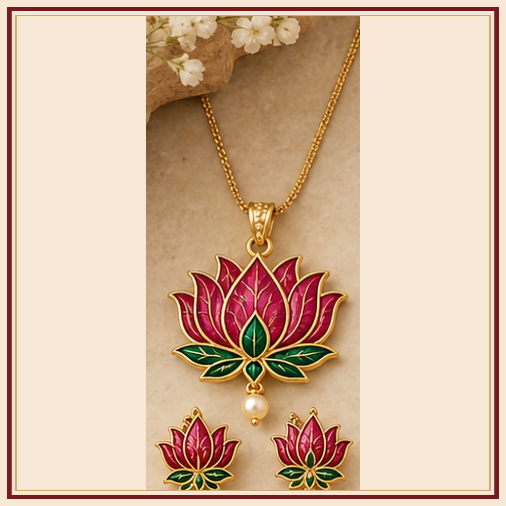 Padma Jheel Meenakari Pendant Set