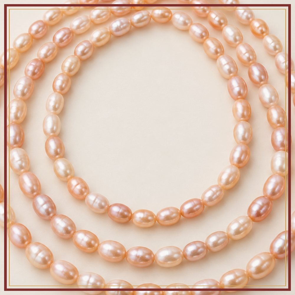 Peach Rice Pearl String – 4–5 mm
