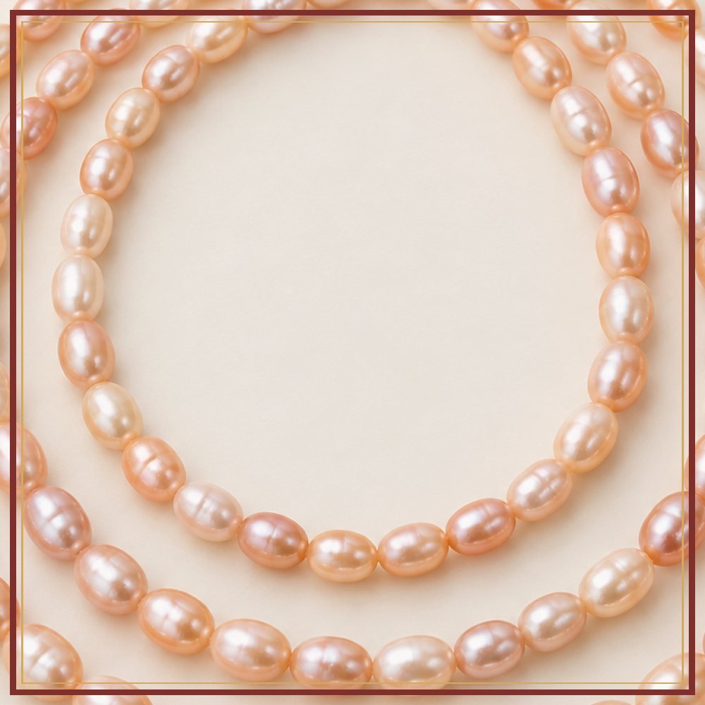 Peach Rice Pearl String – 4–5 mm