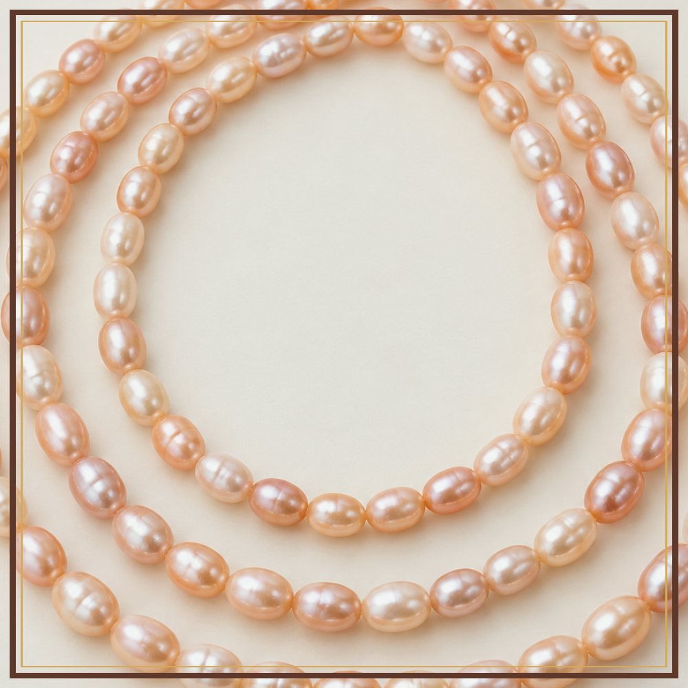 Peach Rice Pearl String – 5–6 mm