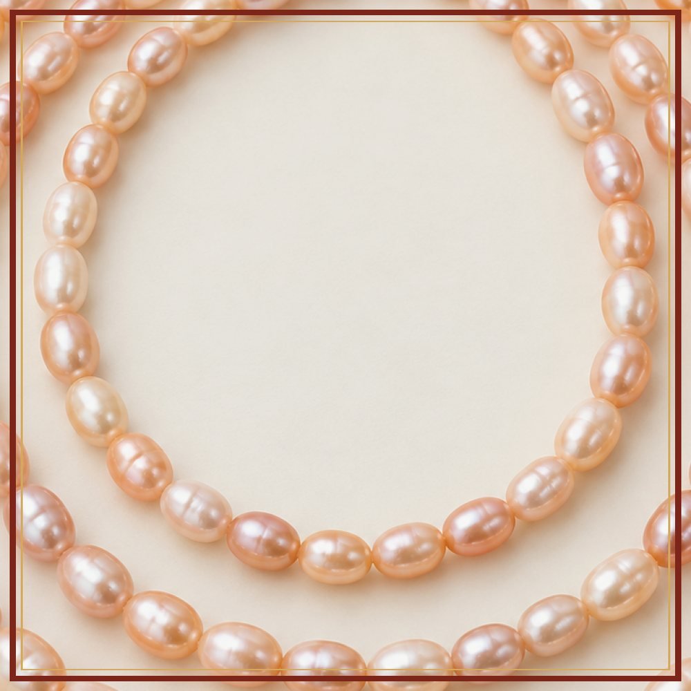 Peach Rice Pearl String – 6–7 mm