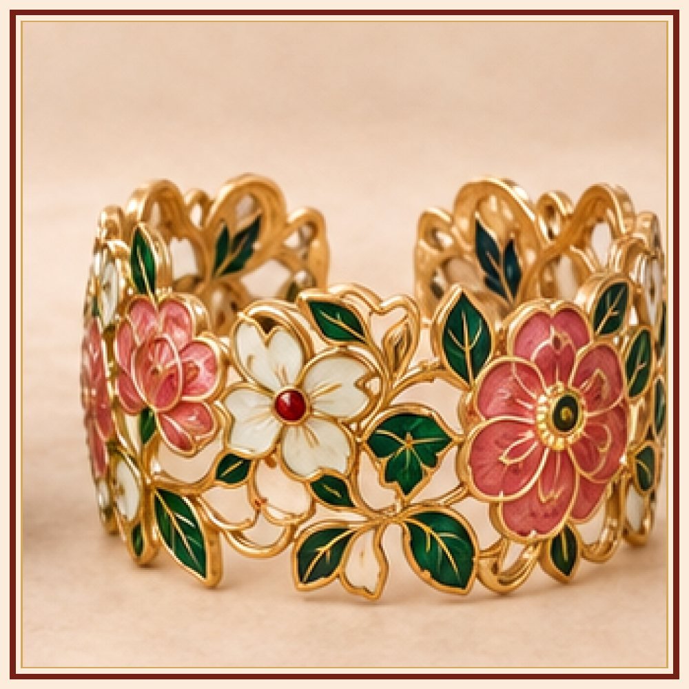 Phoolwari Meenakari Openwork Cuff