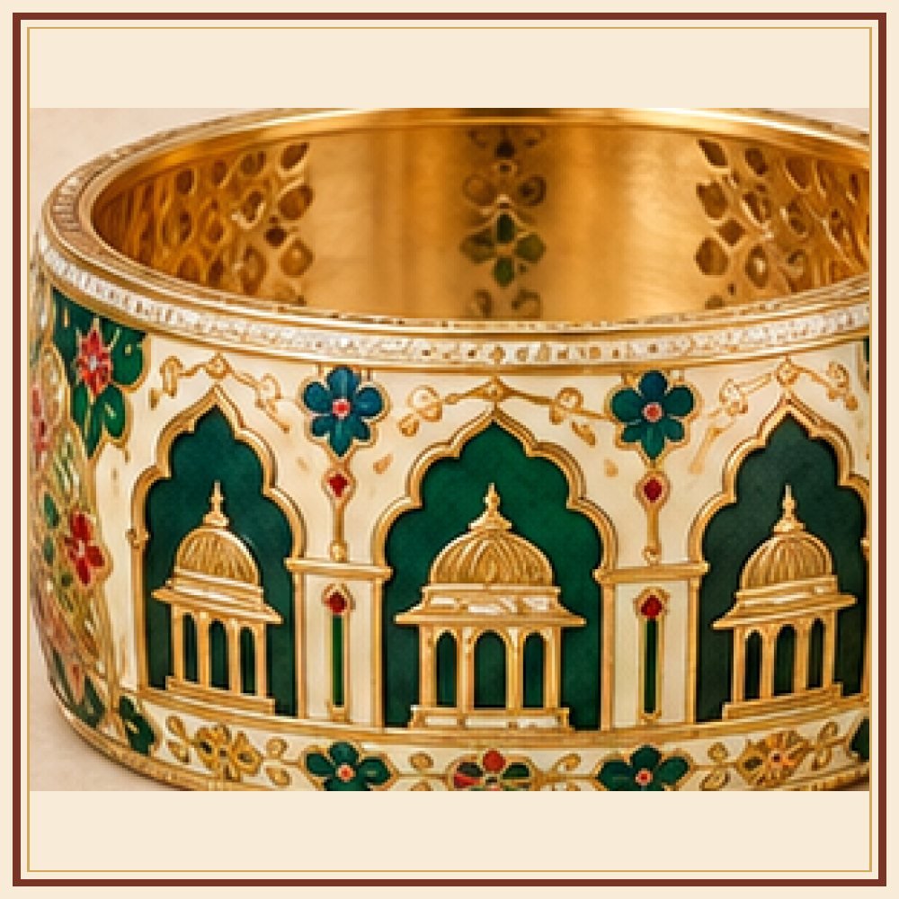 Raj Jharokha Meenakari Broad Kada