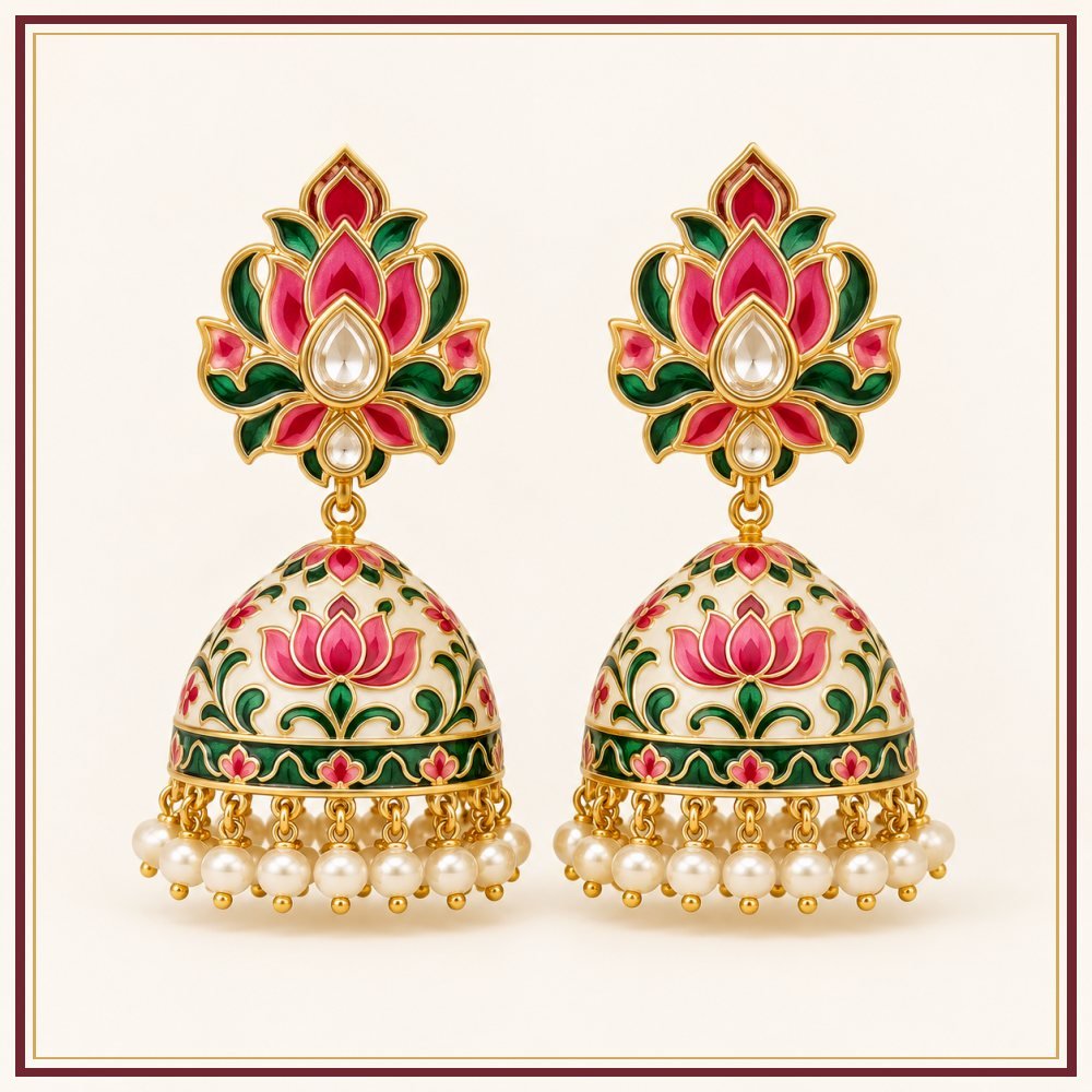 Raj Mandala Jhumka Karnphool Earrings