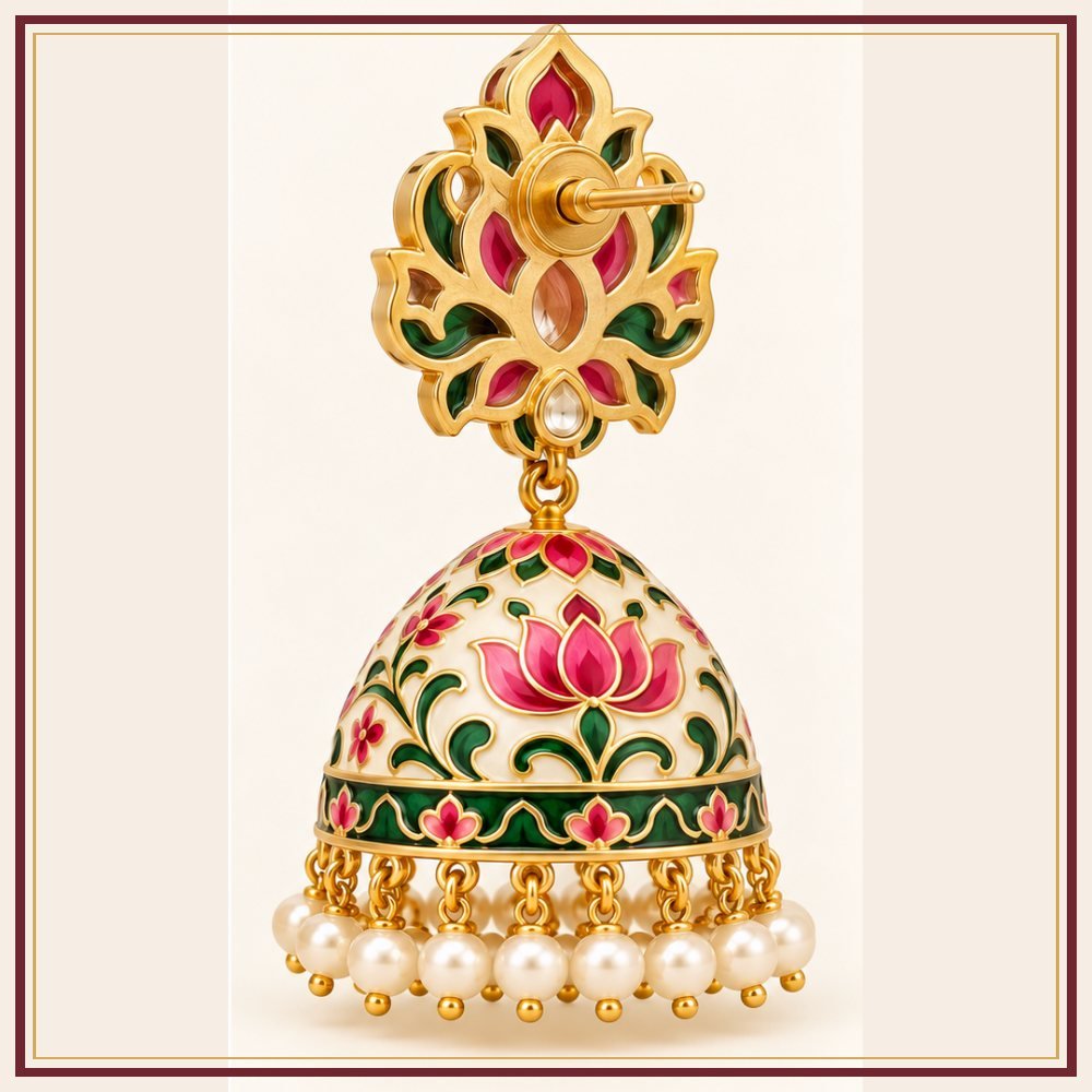 Raj Mandala Jhumka Karnphool Earrings