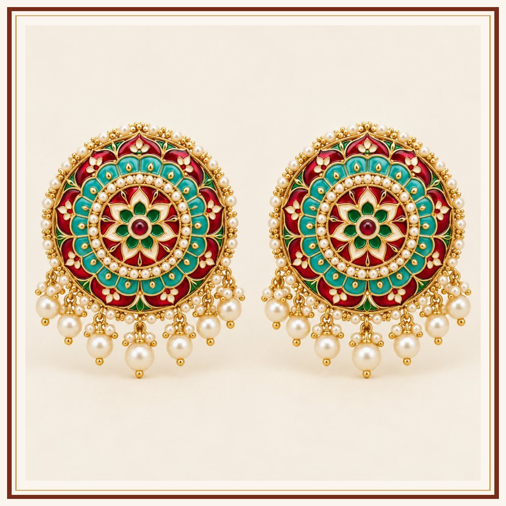 Raj Mandala Meenakari Earrings Heritage Edition