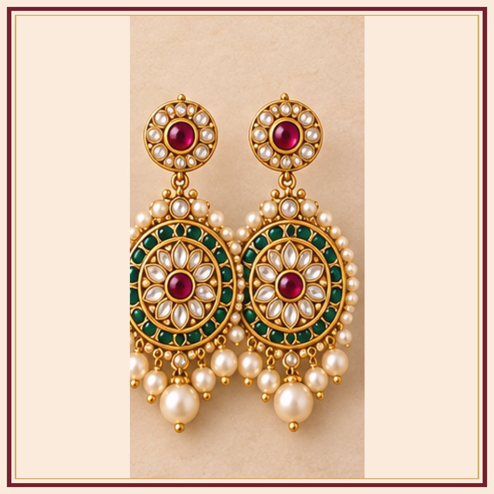 Raj Mandala Moti-Style Earrings Heritage Edition