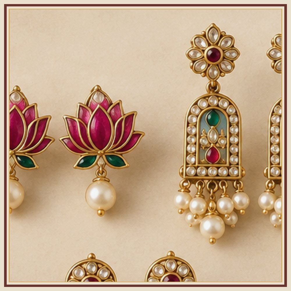 Rajputi Chakra Moti Drop Earrings