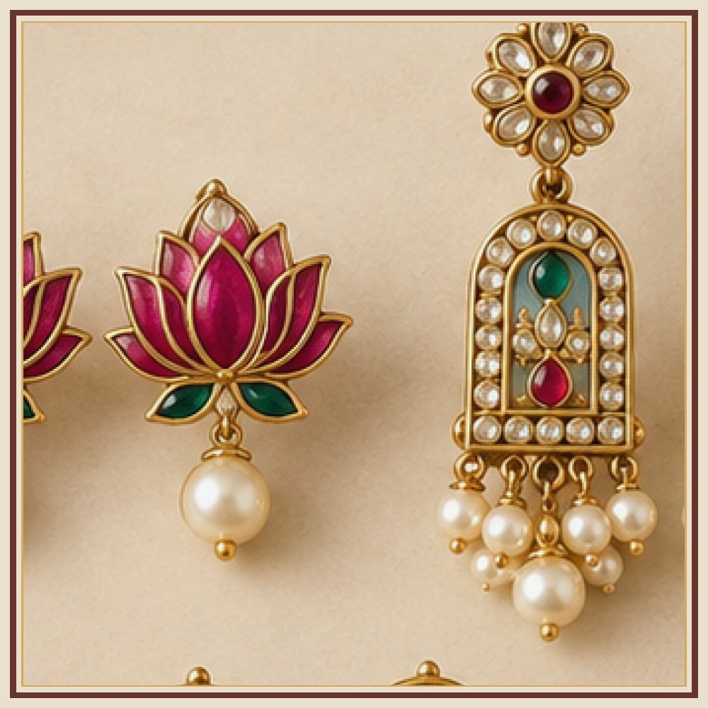 Rajputi Chakra Moti Drop Earrings