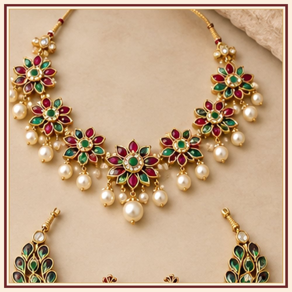 Rajsi Moti Jadau-Style Bib Necklace