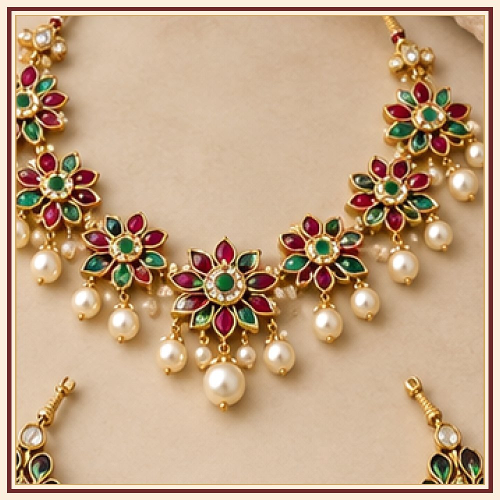 Rajsi Moti Jadau-Style Bib Necklace
