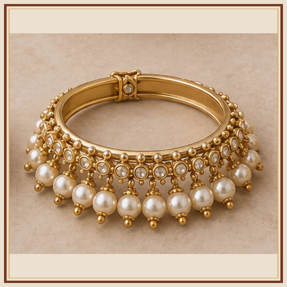 Rajwada Moti Jadau-Style Broad Kada