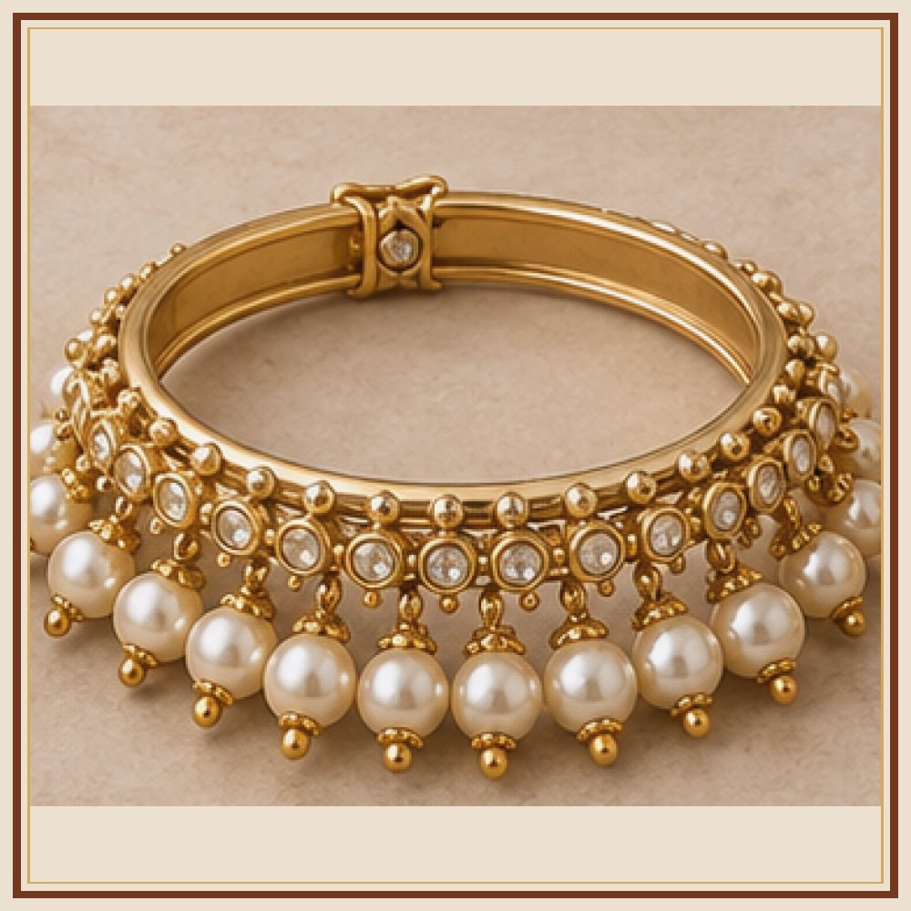 Rajwada Moti Jadau-Style Broad Kada