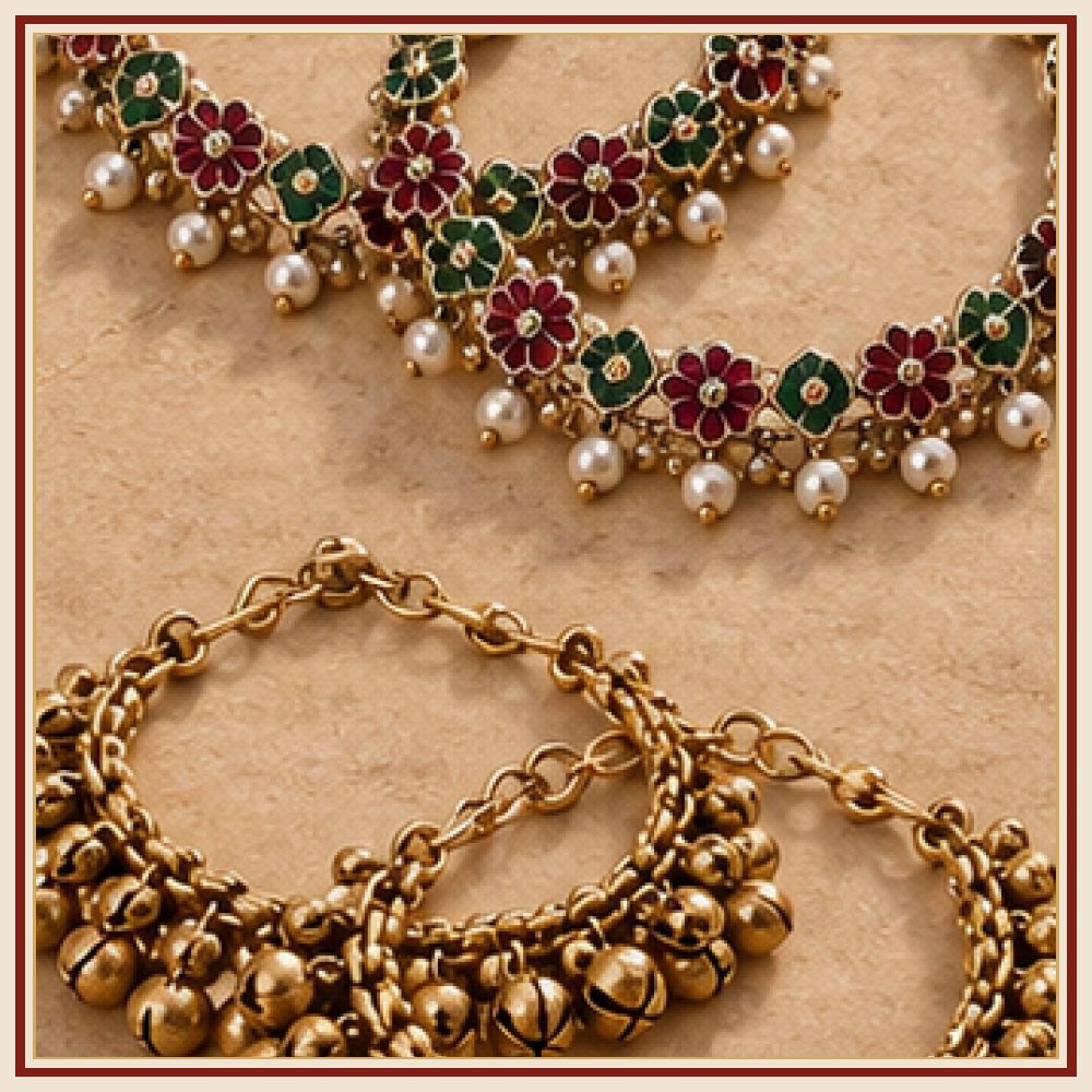 Rani Mohar Coin-Fringe Anklets