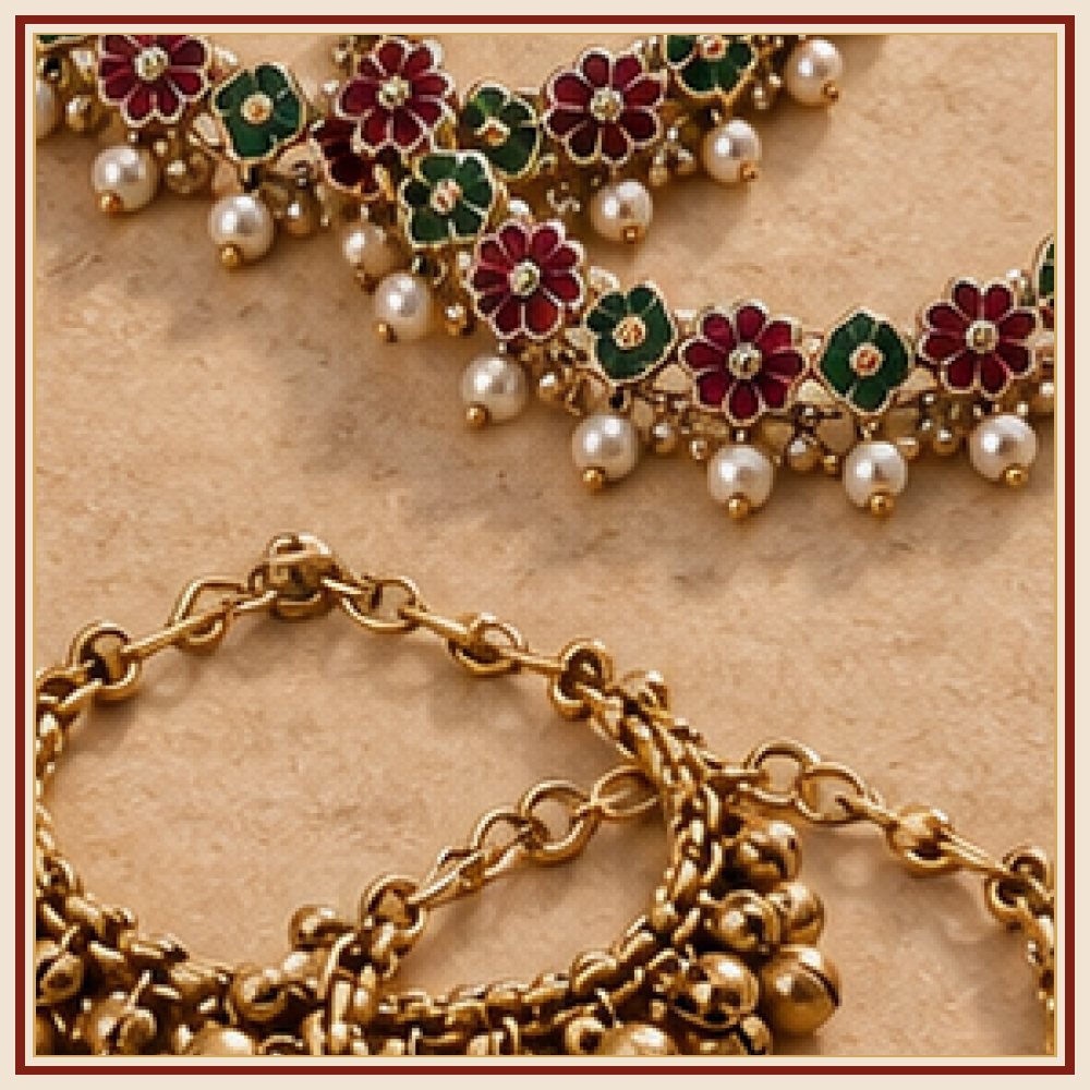 Rani Mohar Coin-Fringe Anklets