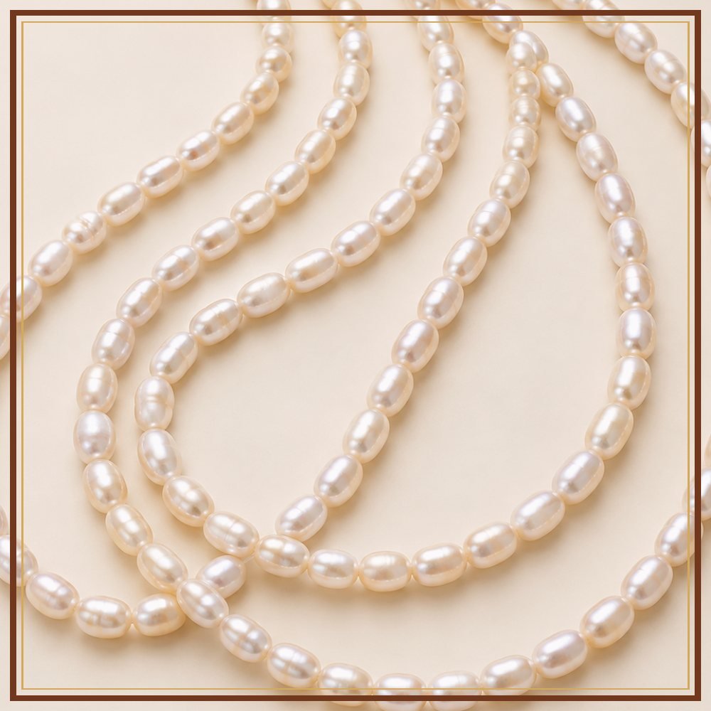 White Rice Pearl String – 3–4 mm