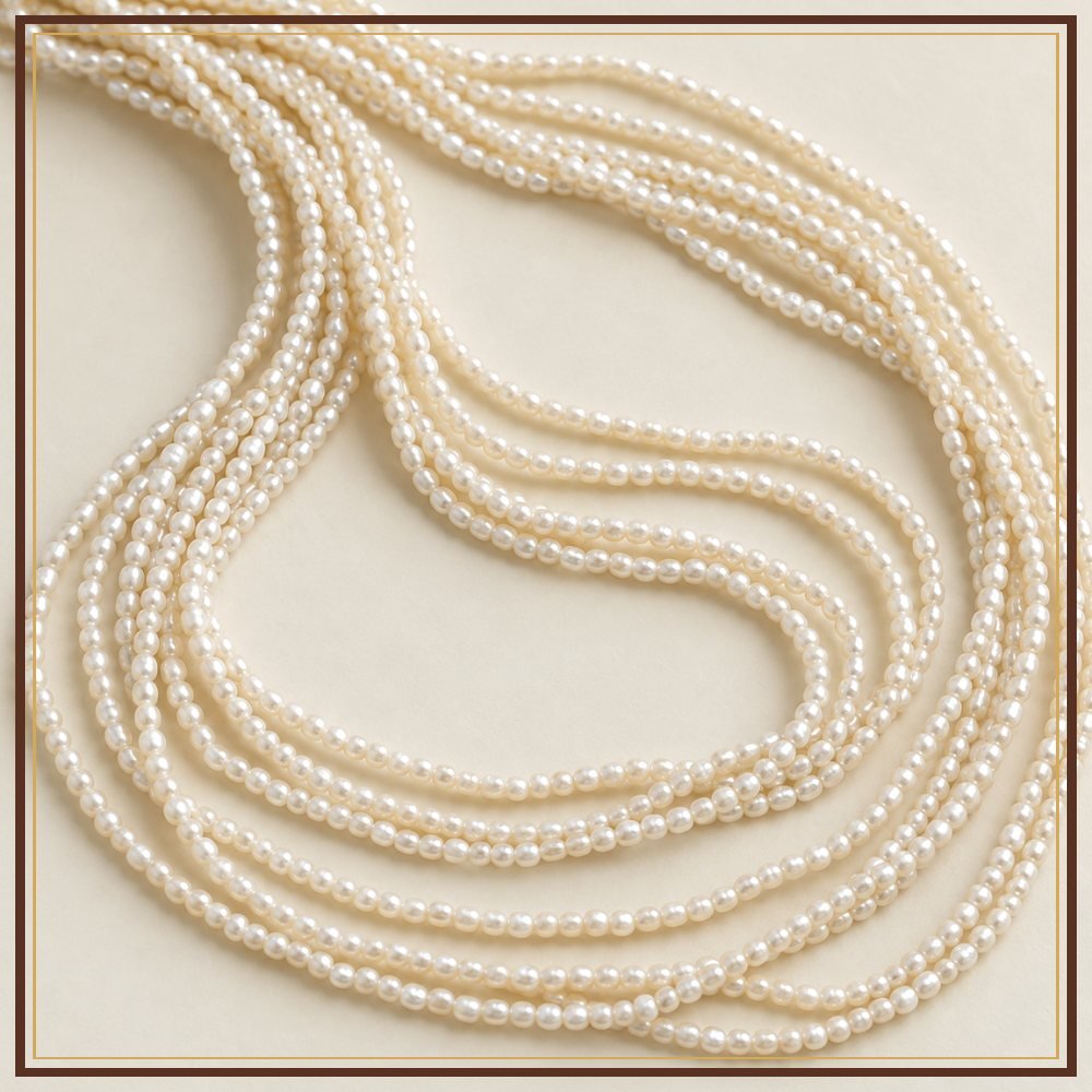 White Seed Pearl String – 3–3.5 mm